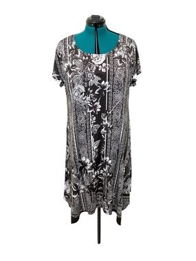 Style & Co Dress Brown & White Floral Border Print Shift Dress 1X